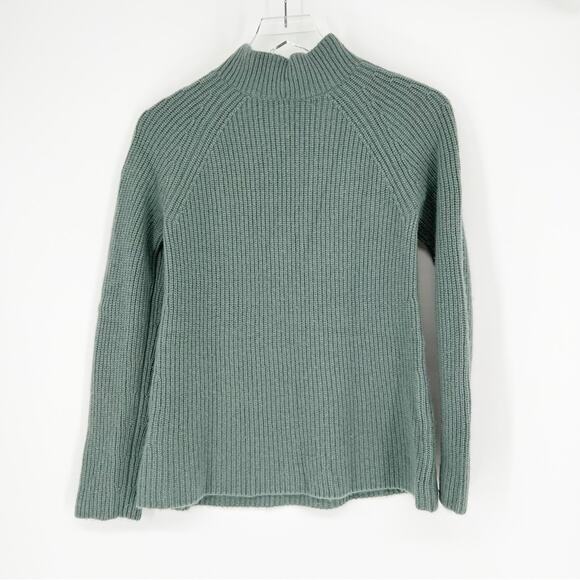 Vince Shaker Rib Mock Neck Wool Blend Sweater S Green - Picture 3 of 6